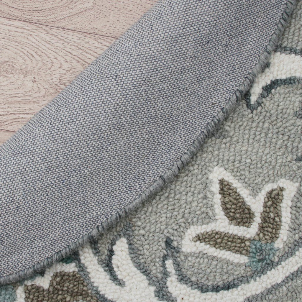 Gray & White Filigree Modern Floor Mat Decorative Round Area Rug 4 Feet