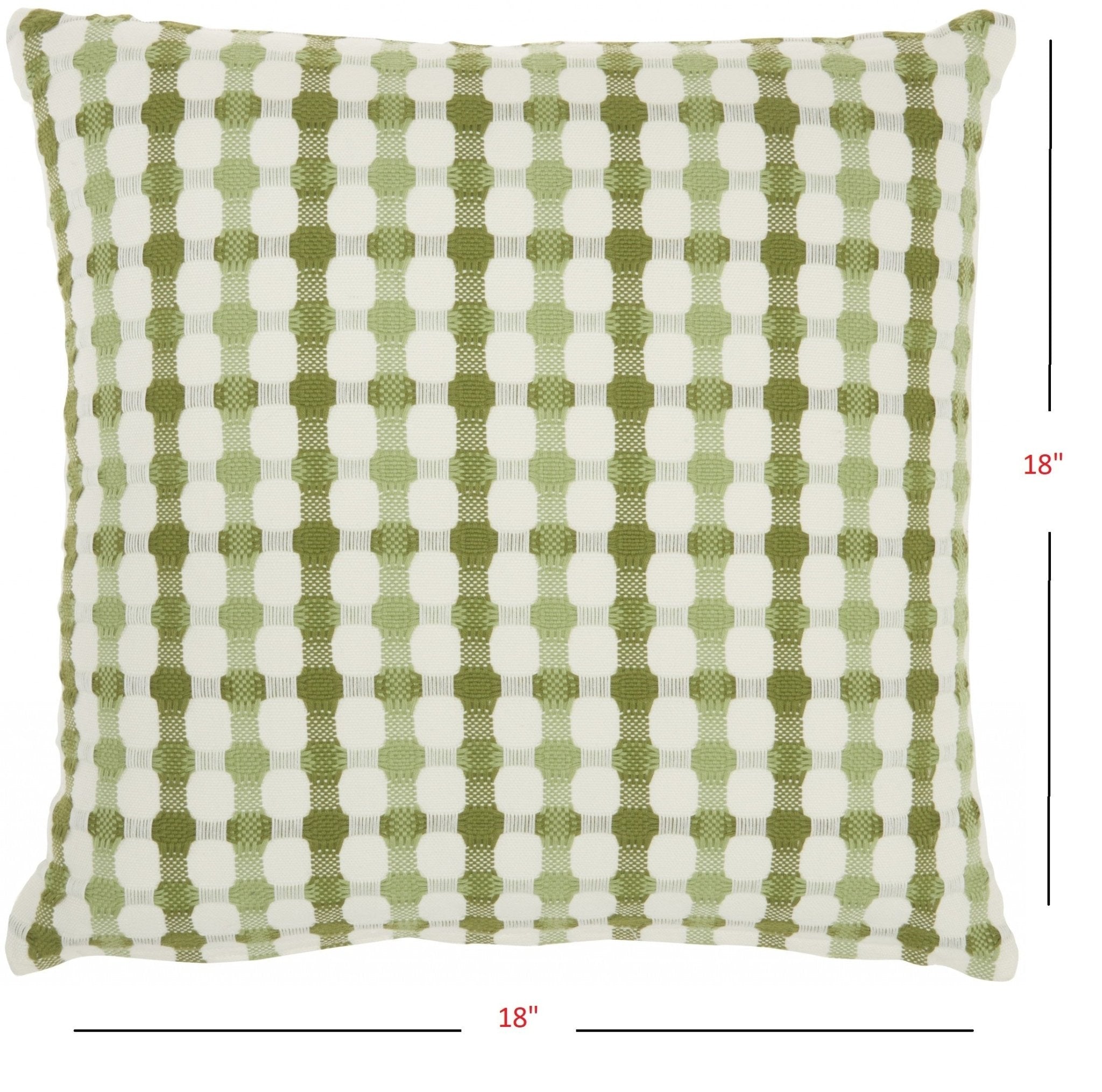 Green and Ivory Gingham Pattern Throw Pillow