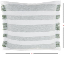 Green and White Soft Stripes Square Throw Pillow