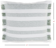 Green and White Soft Stripes Square Throw Pillow