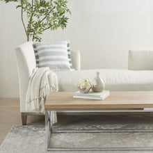 Green and White Soft Stripes Square Throw Pillow