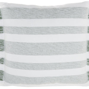 Green and White Soft Stripes Square Throw Pillow