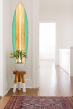 Green Malibu Surfboard Wood Deco Wall Art