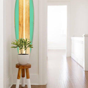 Green Malibu Surfboard Wood Deco Wall Art