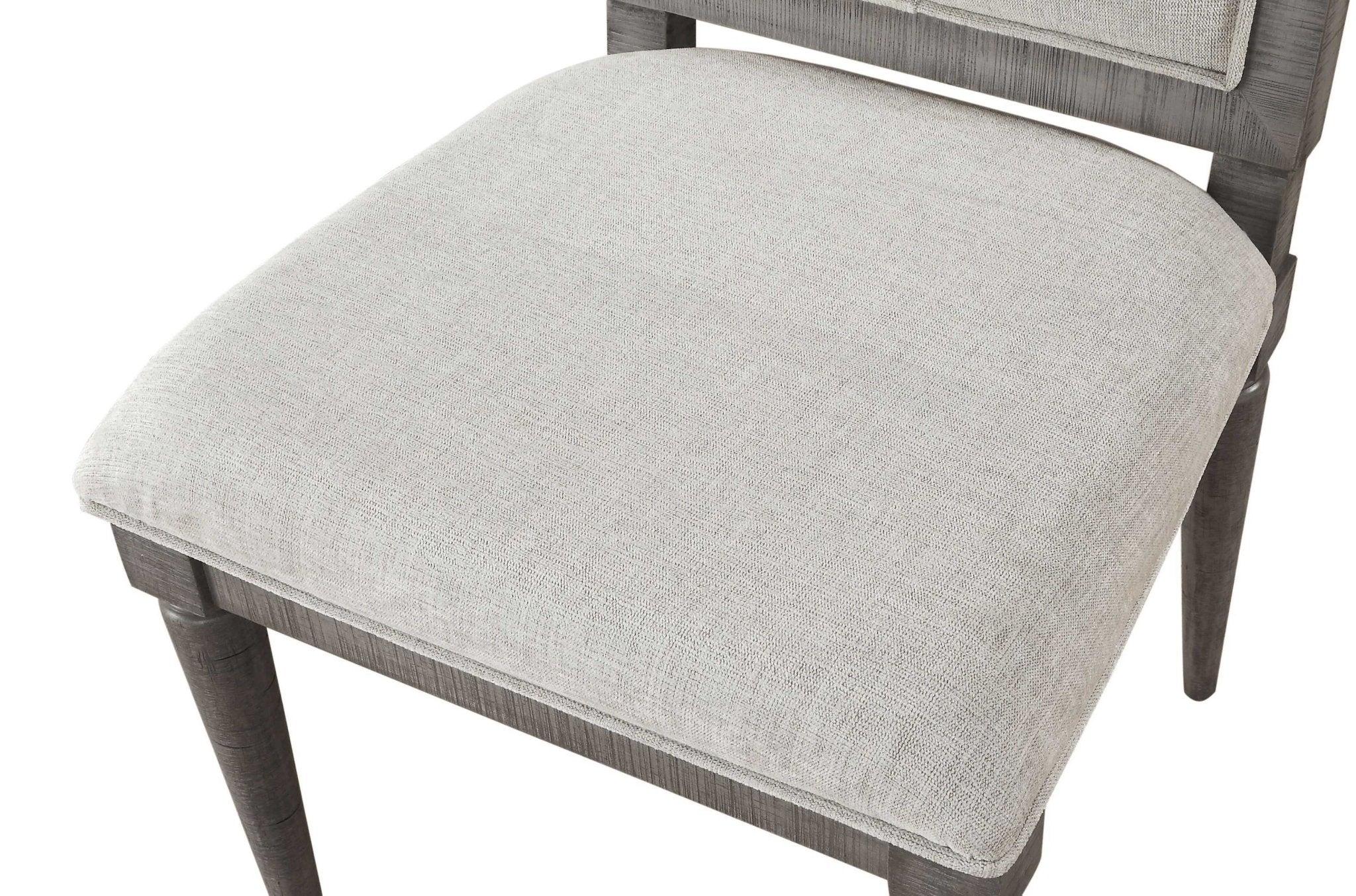 Grey Fabric Salvaged Natural Wood Upholstered Seat Side Chair, Set of 2