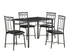 Grey Foam Metal Leather Look Contemporary Home Furniture Table And Chairs Dining Set, Set of 5