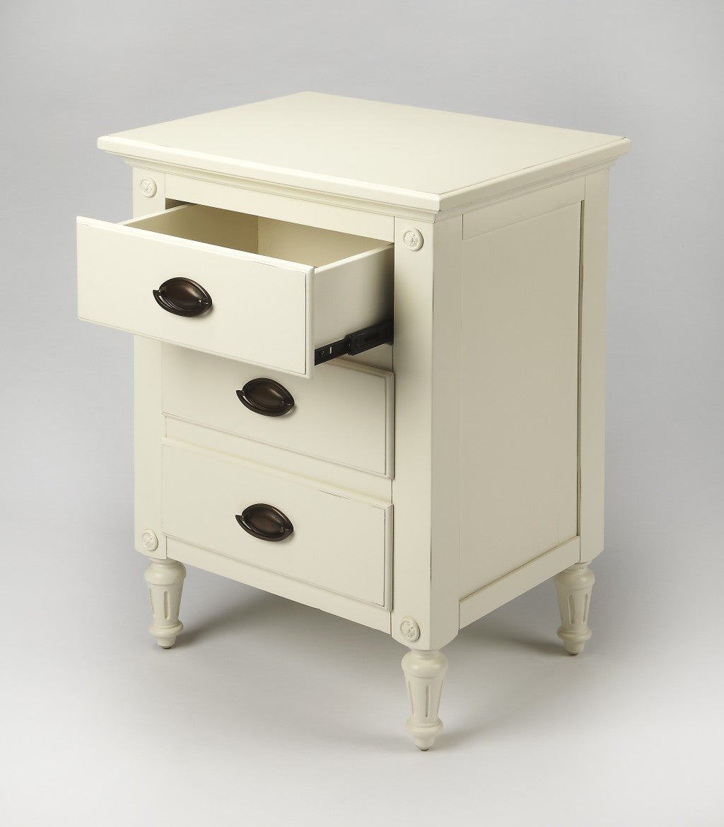 Mahogany White 3 Drawer Nightstand