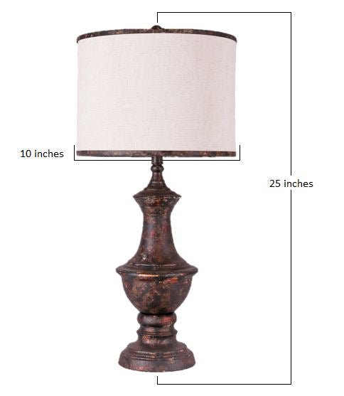 Metal Finish Traditional Light Table Lamp with Ivory Linen Shade