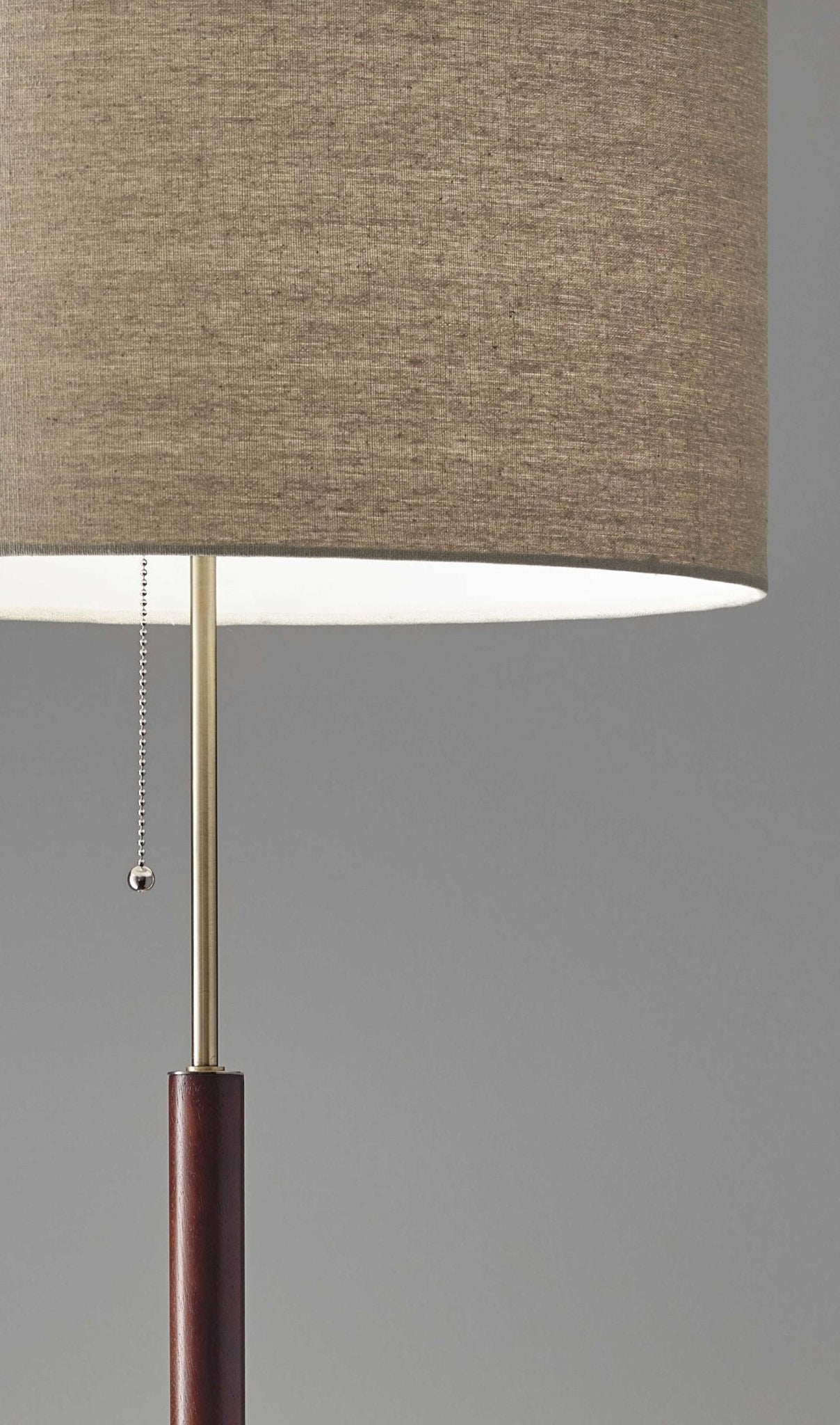 Mid-Century Modern Floor Lamp with Antique Brass and Walnut Wood Accents