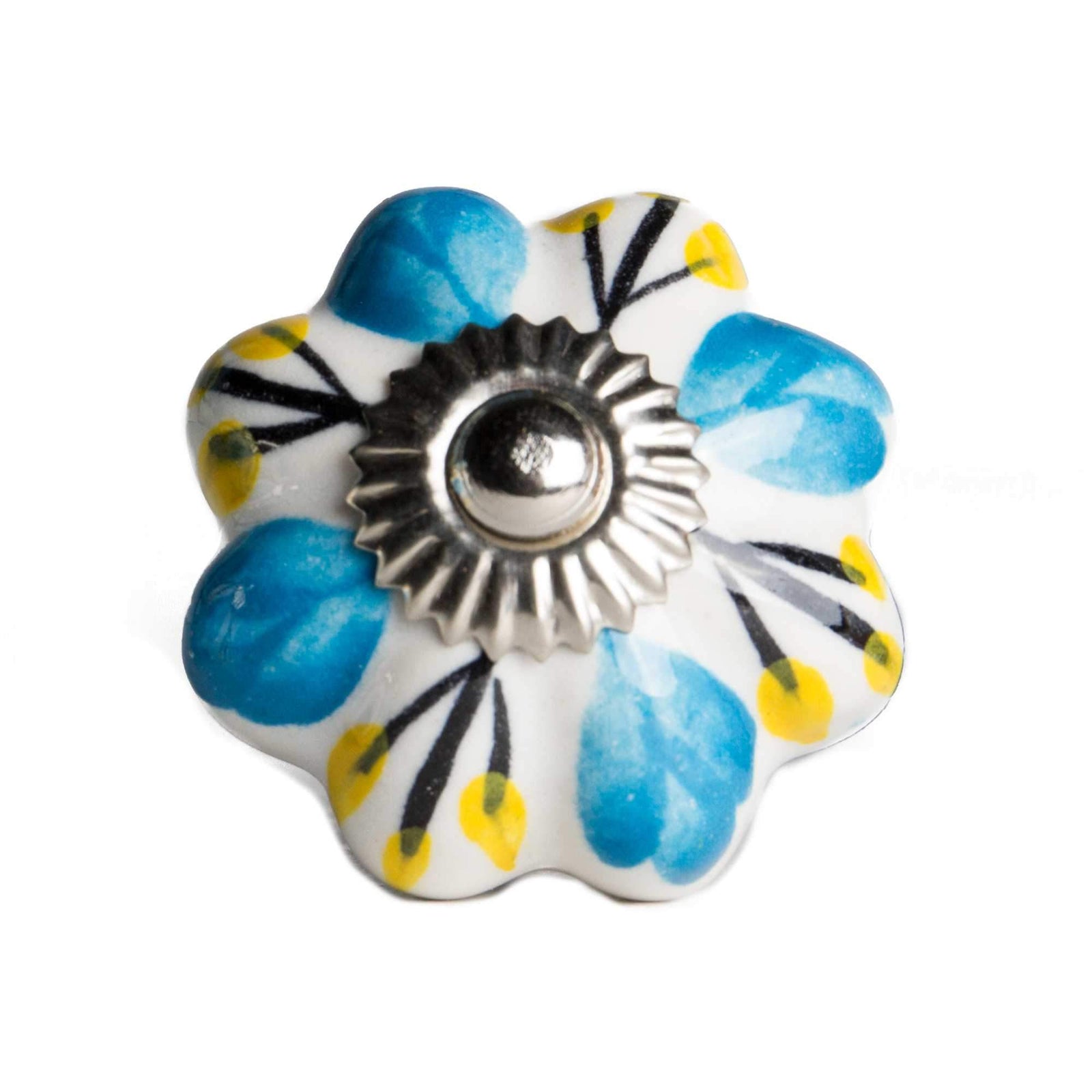 Multicolor Cabinet Drawer Dresser Handle Ceramic Metal Accent Knob 12 Pack