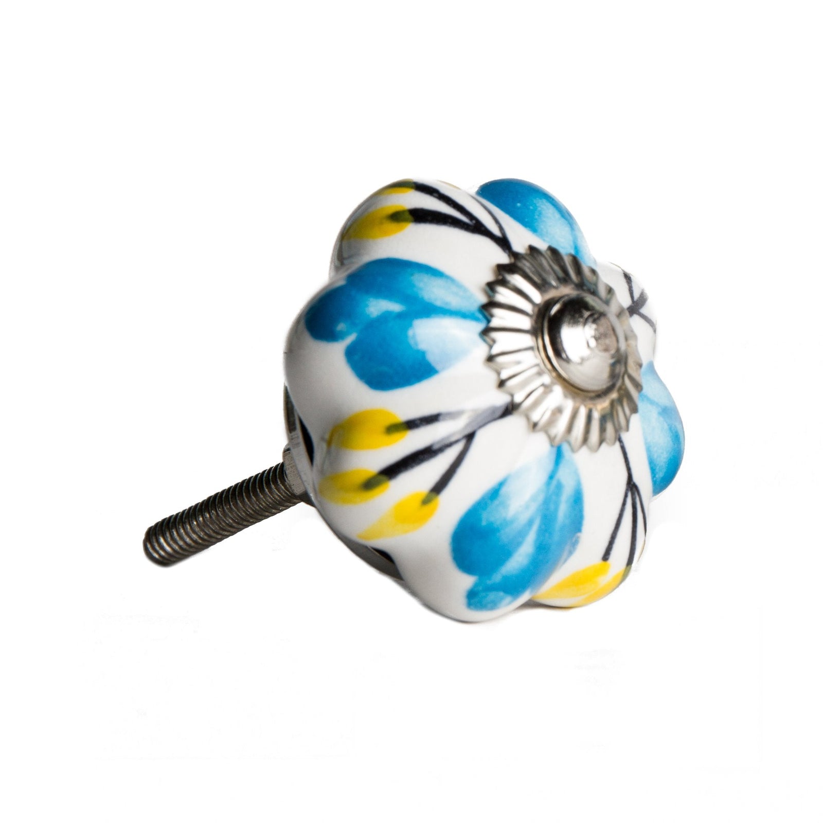 Multicolor Cabinet Drawer Dresser Handle Ceramic Metal Accent Knob 12 Pack