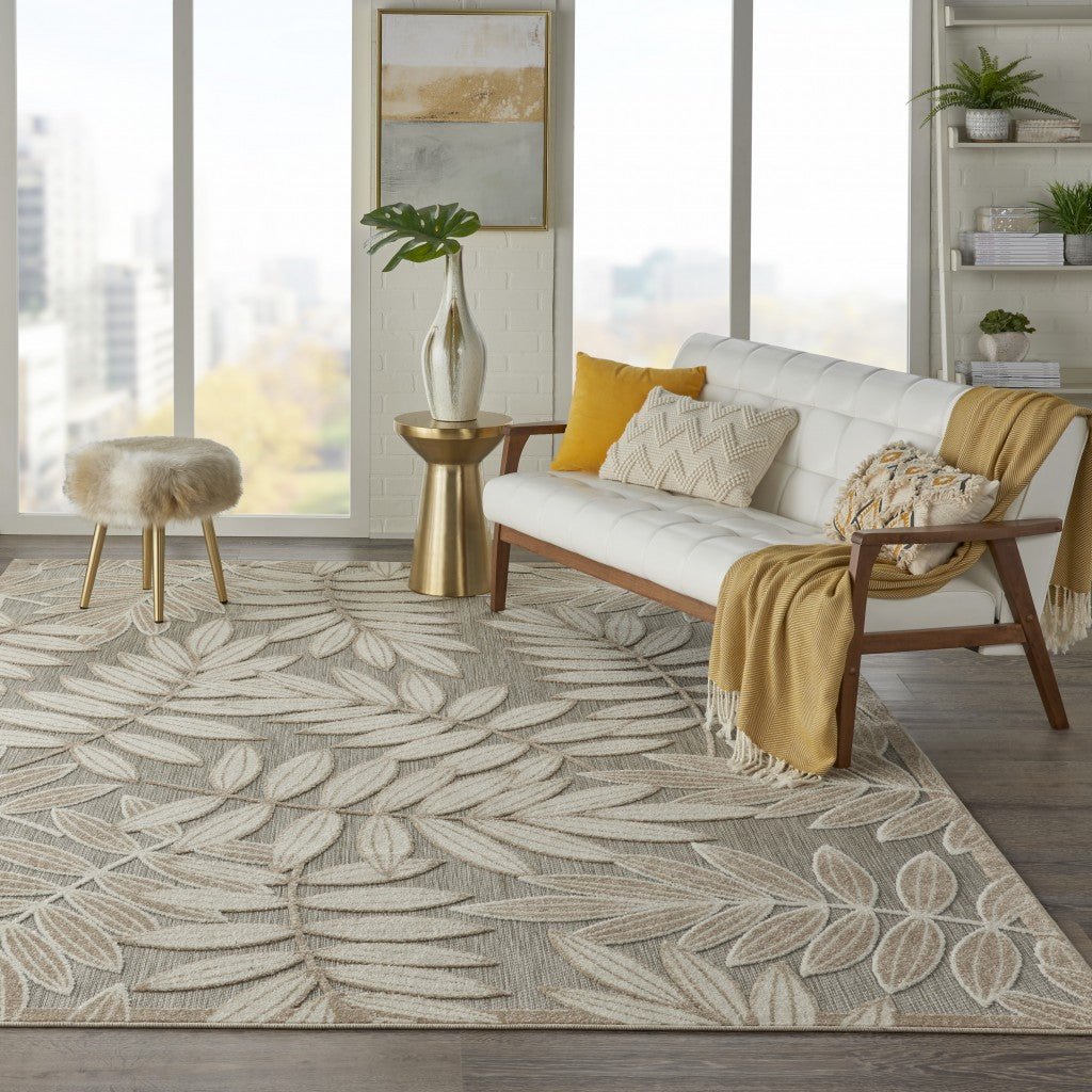 Natural Leaves Indoor or Outdoor Floor Mat Area Rug - 7 x 10 ft