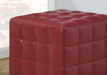 Red Leather Look Fabric Ottoman