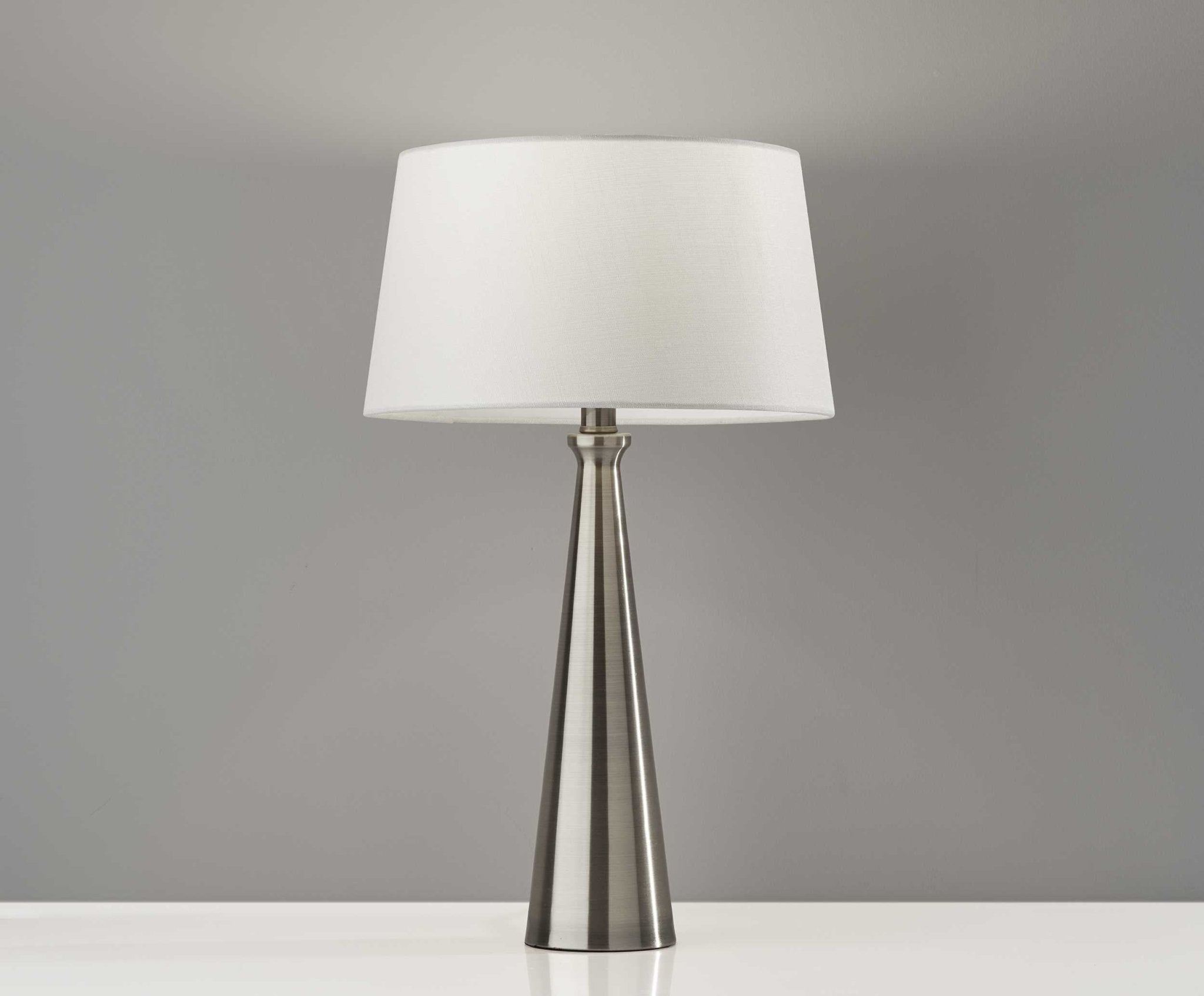 Set of 2 Contemporary Tapered Brushed Steel Metal Table Lamps