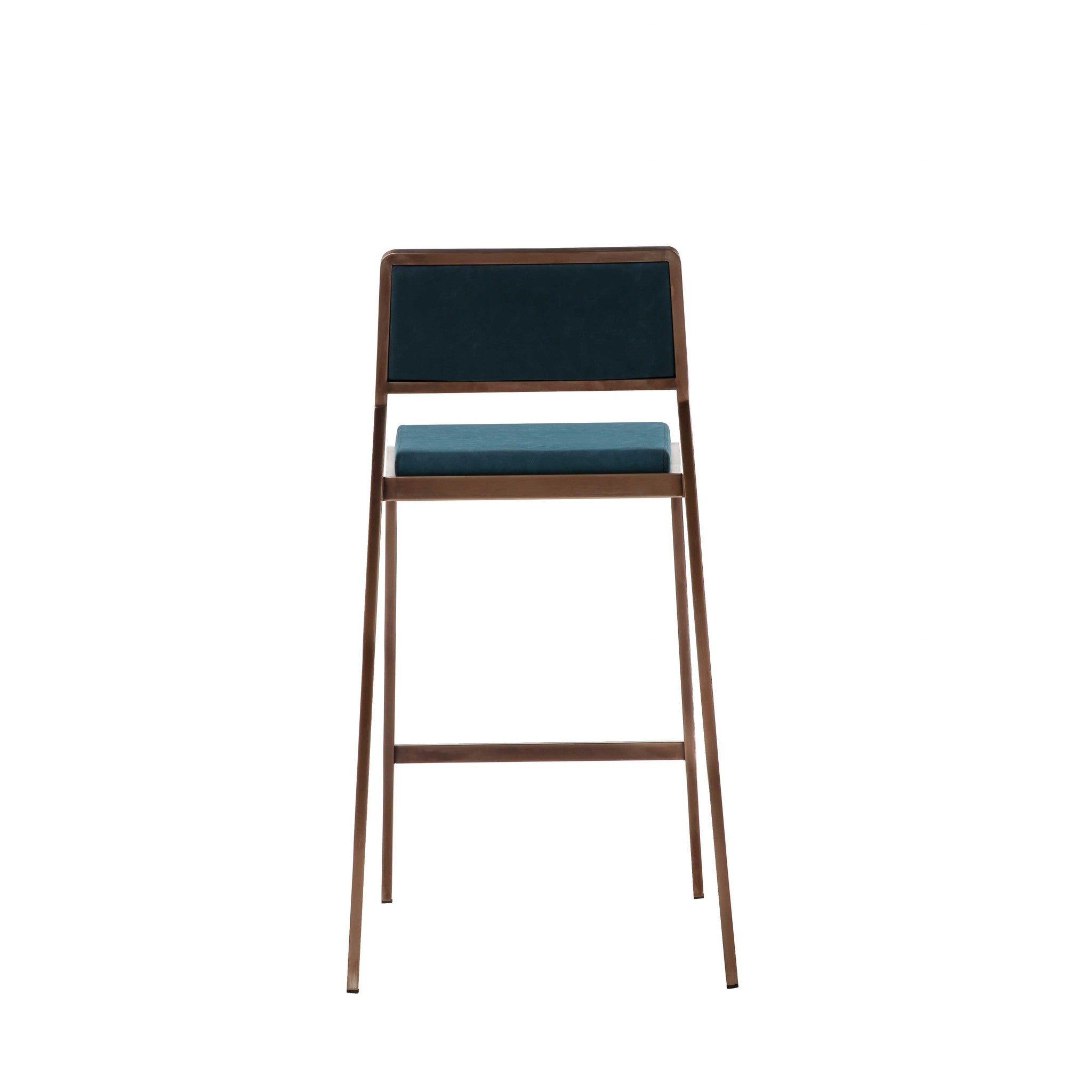 Set of 2 Luxury Teal Blue and Brushed Gold Counter Stools