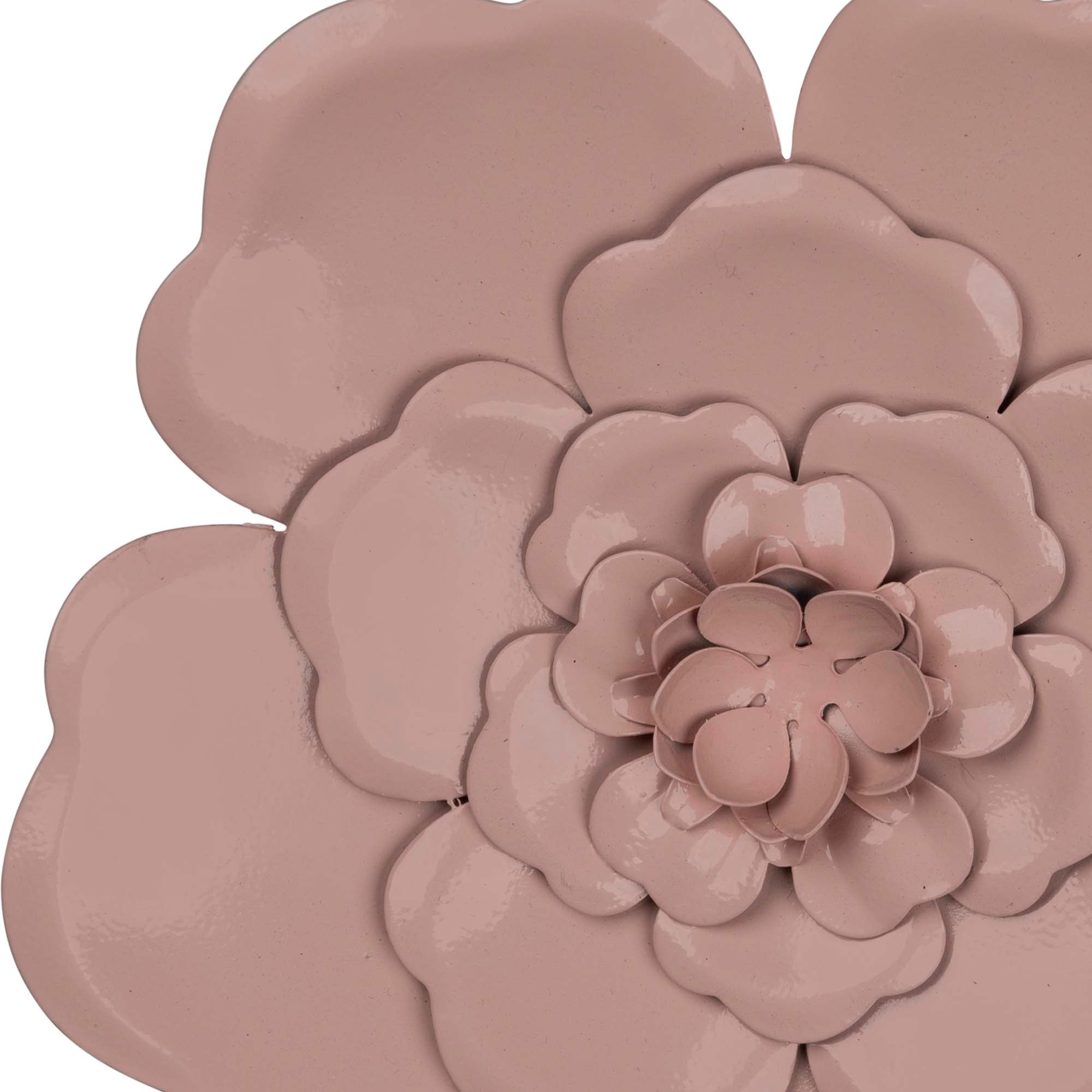 Set of 3 Metallic Mauve Flowers Wall Decor