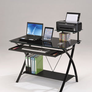 Sleek Black Glass Computer Desk