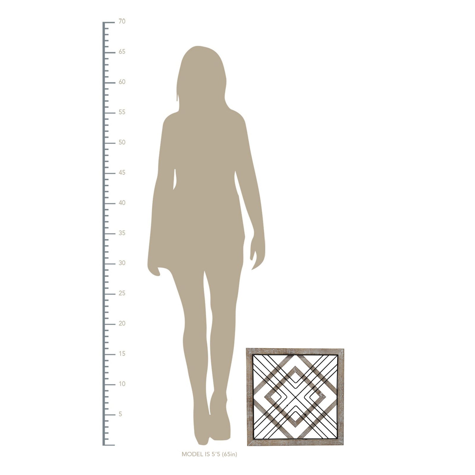 Sqaure Wood &amp; Metal Geometric Plate Wall Decor