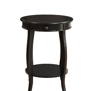 Vintage Look Black Wood End Table with Storage
