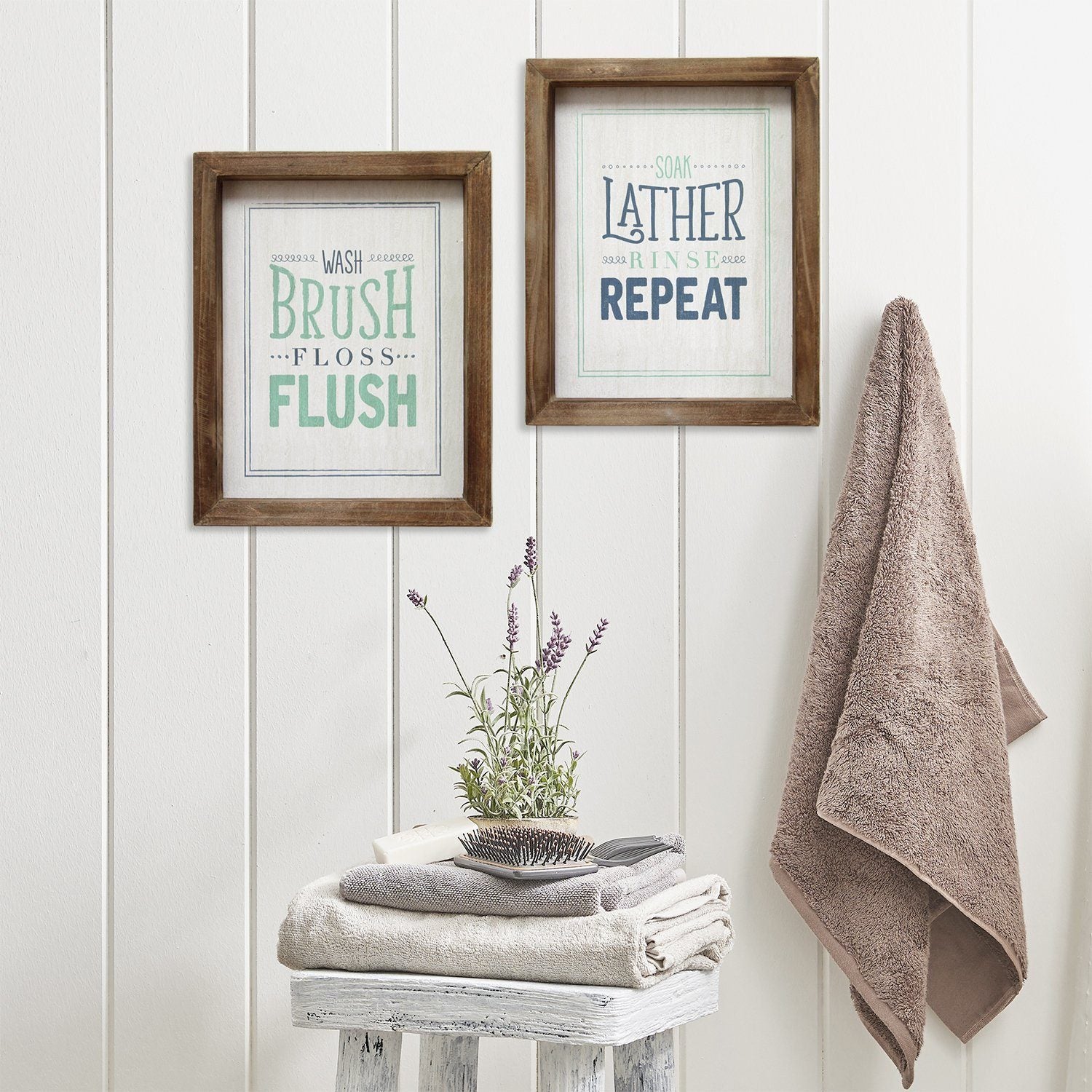 Vintage Rustic 'Soak Lather Rinse Repeat' Framed Wall Art