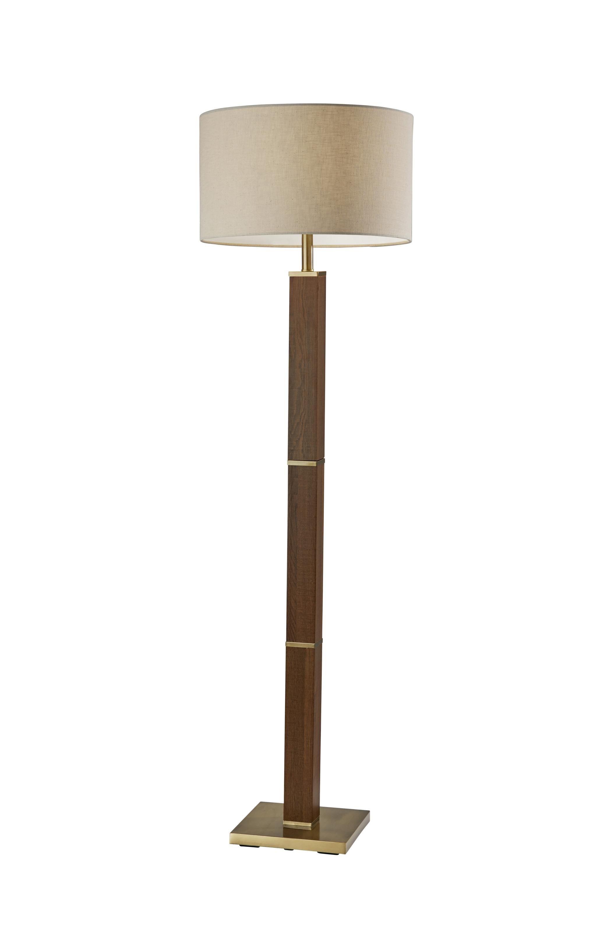 Walnut Wood Finish Pillar Floor Lamp