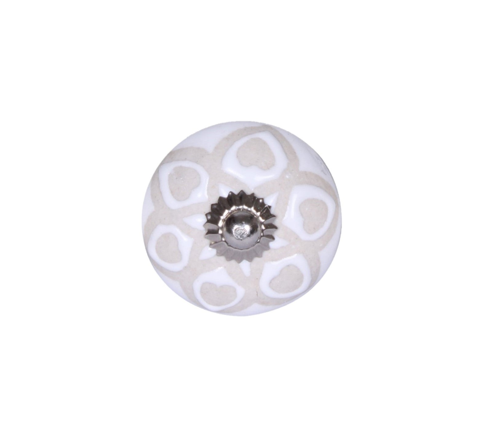 White & Beige Vintage Geometric Design Circles Cabinet Handle Drawer Ceramic Round Accent Knobs Set of 12