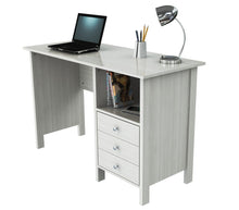 White Finish Wood Computer Desk with Three Drawers