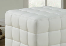 White Leather Look Fabric Ottoman