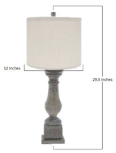 White Washed Wood Finish Light Table Lamp with Ivory Linen Shade